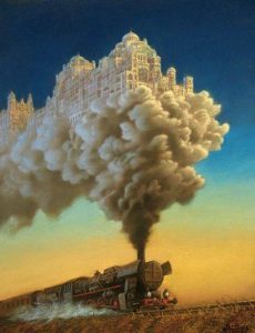 Тесты по картинкам что первым заметили: поезд, город, дым?