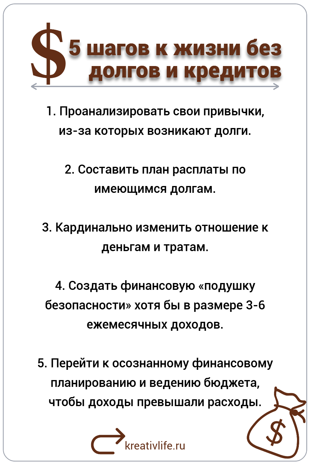 5 шагов к жизни без долгов и кредитов