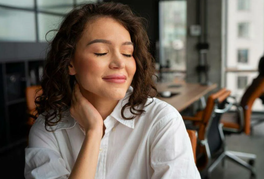 женщина, девушка, спокойная, счастливая