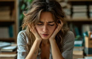 Женщина, девушка, устала, более, злая, раздражена